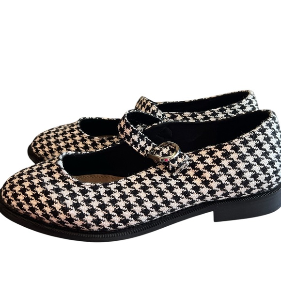 Asos Black White Herringbone Fabric Flats - Picture 2 of 7